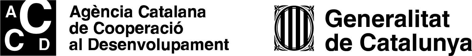 Logotipos de la Agencia Catalana de Cooperación al Desarrollo y de la Generalitat de Catalunya, que representan el apoyo institucional a la cooperación internacional, la justicia social y las iniciativas de desarrollo sostenible.